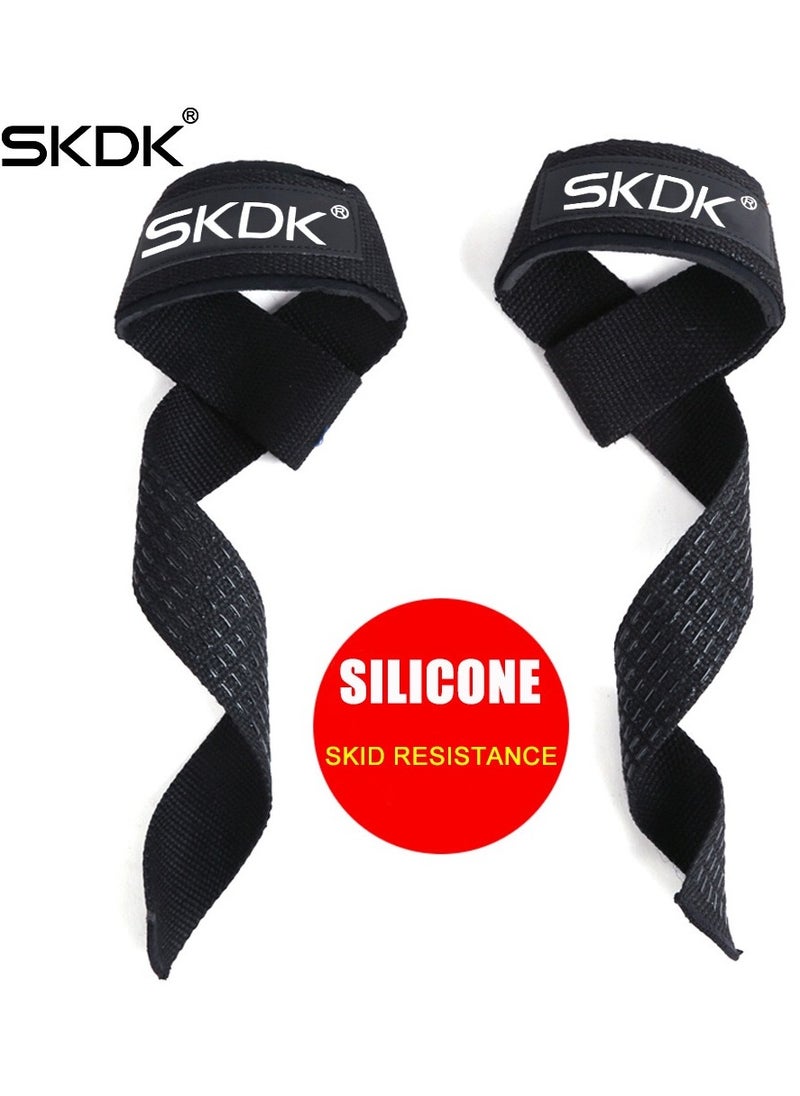 SKDK Non-Slip Silicone Lifting Straps,Cotton Hard Pull Wrist Lifting Straps Grips Band-Deadlift Straps with Cushioned Wrist Padded and Anti-Skid Silicone-for Weightlifting, Bodybuilding, Strength Training  - Image 1
