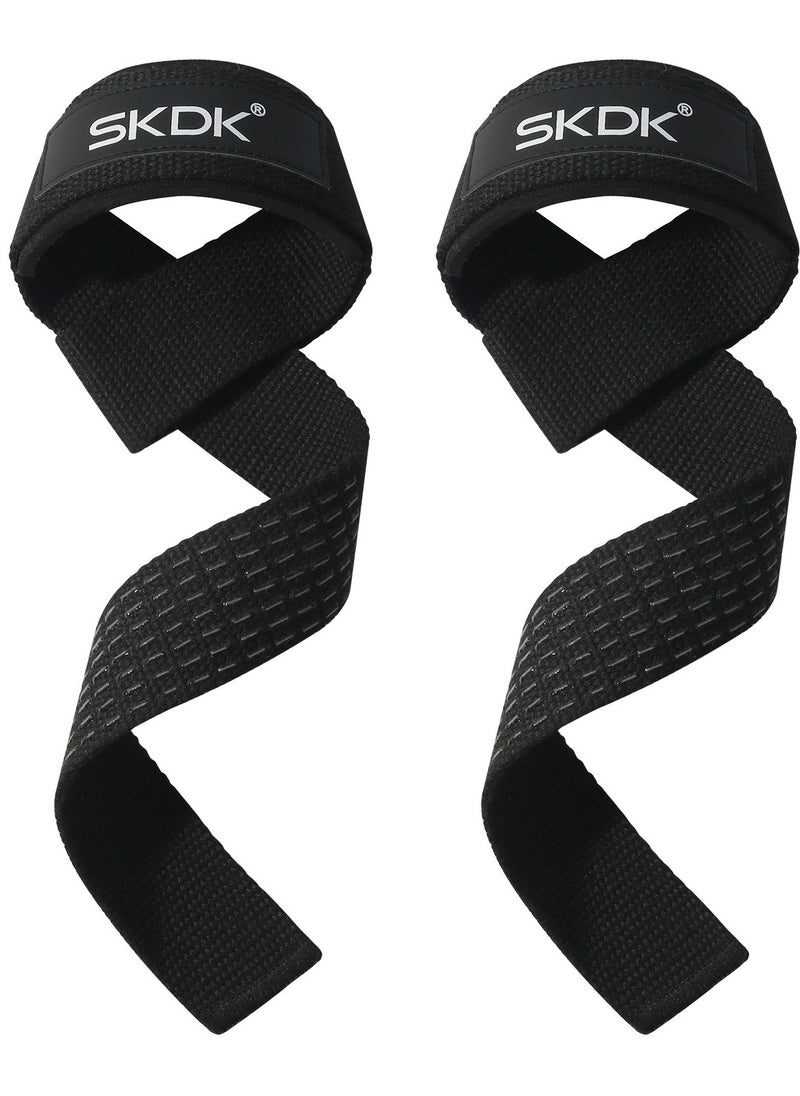 Non-Slip Silicone Lifting Straps,Cotton Hard Pull Wrist Lifting Straps Grips Band-Deadlift Straps with Cushioned Wrist Padded and Anti-Skid Silicone-for Weightlifting, Bodybuilding, Strength Training