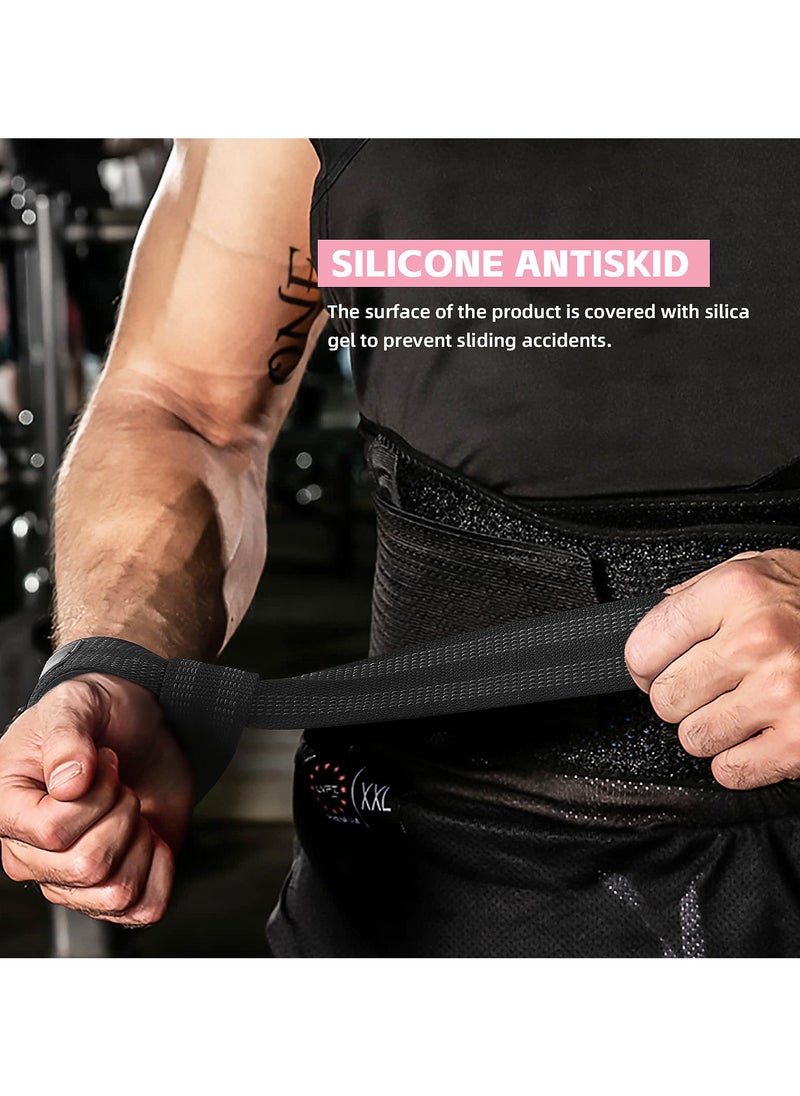 SKDK Non-Slip Silicone Lifting Straps,Cotton Hard Pull Wrist Lifting Straps Grips Band-Deadlift Straps with Cushioned Wrist Padded and Anti-Skid Silicone-for Weightlifting, Bodybuilding, Strength Training  - Image 3
