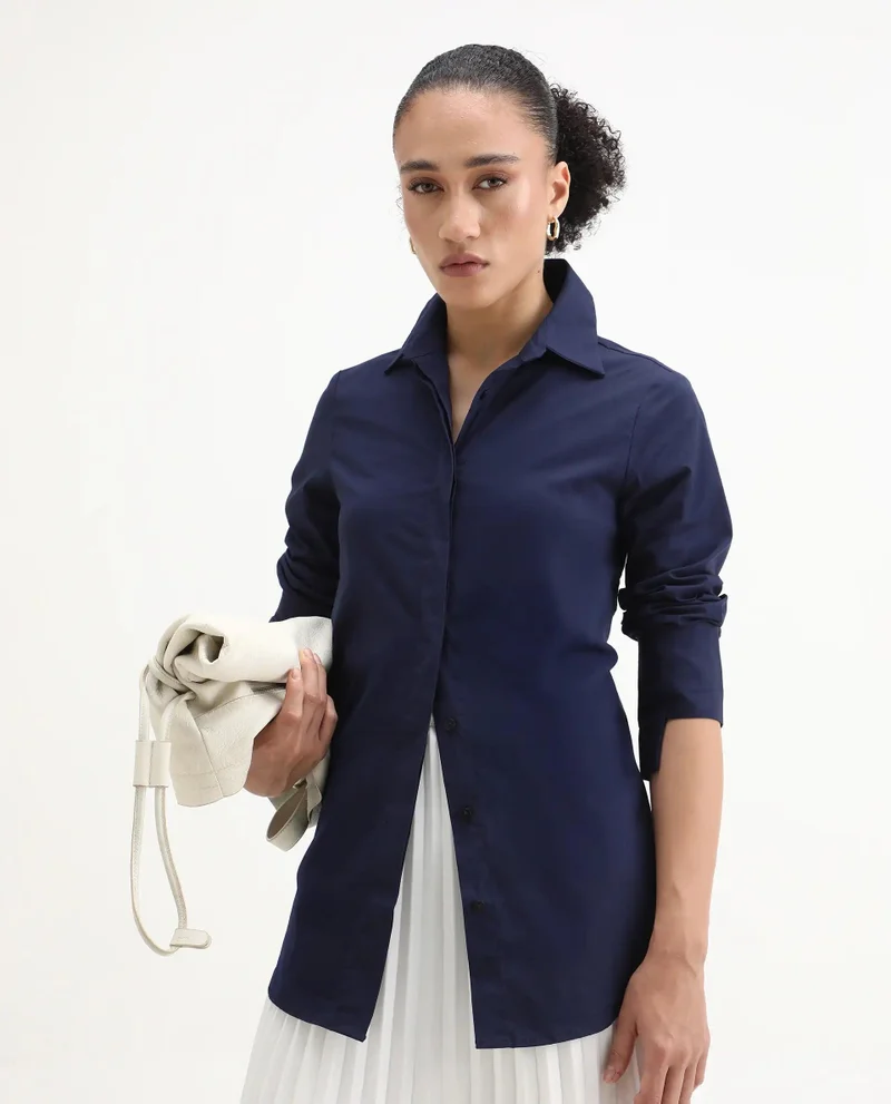 Rareism Women's Oversized Boxy Solid Shirt