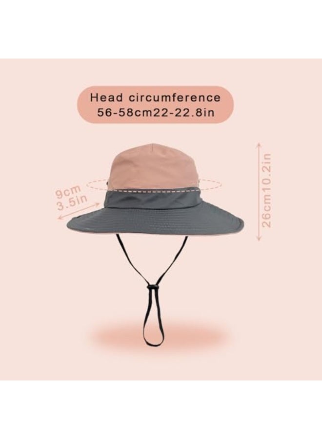 FUIPVGI Women Sun Hat, Summer Bucket Hat, Wide Brim UV Protection Mesh Ponytail Hat, Foldable Fisherman's Cap for Travel Hiking Fishing Beach Gardening Outdoor (Pink) - Image 2