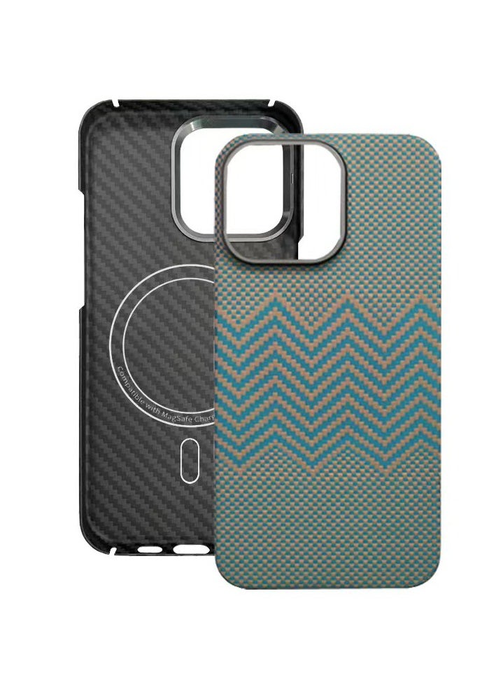 Generic Case for iPhone 16 Pro Max with MagSafe, Slim & Light Minimalist Style Protective Cover, 1500D Aramid Fiber Made, Carbon Fiber Texture, Wave  - Image 1