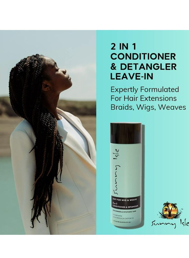 Sunny Isle Just for Wig, Weave, Braid, & Extensions 2N1 Conditioner and Detangler 236.58 ml - Image 5