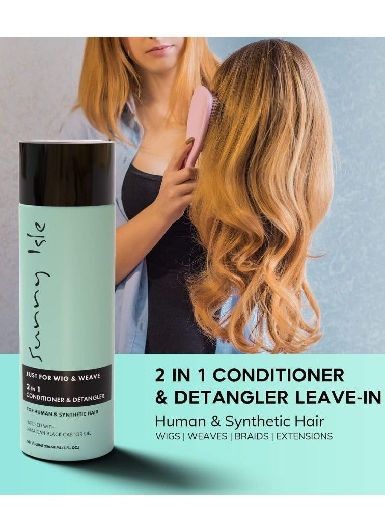 Sunny Isle Just for Wig, Weave, Braid, & Extensions 2N1 Conditioner and Detangler 236.58 ml - Image 4