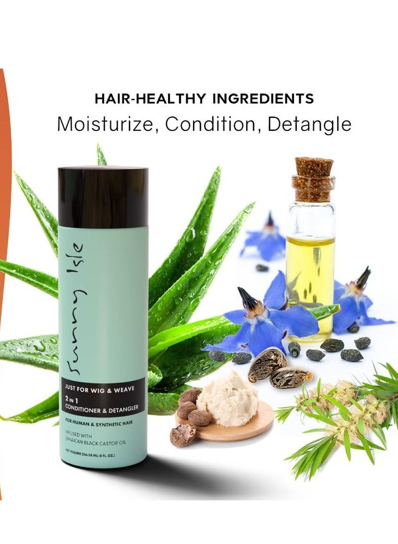 Sunny Isle Just for Wig, Weave, Braid, & Extensions 2N1 Conditioner and Detangler 236.58 ml - Image 3
