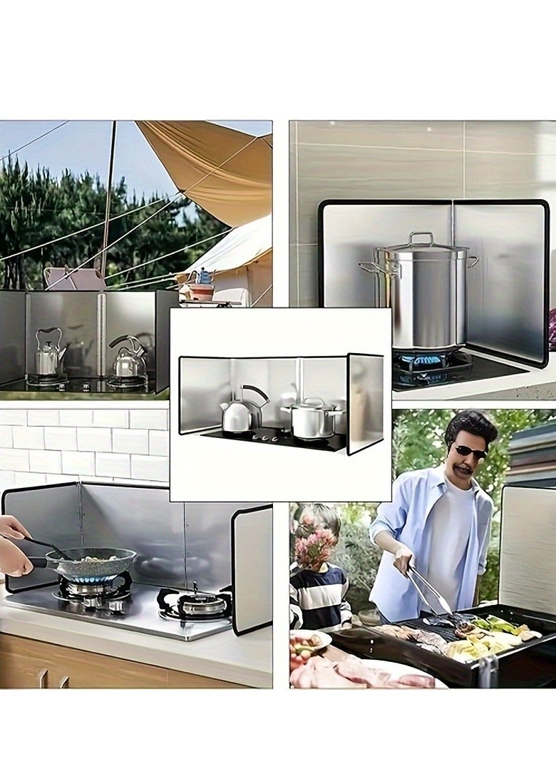 XiuWoo 4 Sided Splatter Guard, Stainless Steel Kitchen Splash Guard, Oil & Heat Resistant, Creative Cooking Baffle for Stove Top Protection, Foldable Stainless Steel Oil Splatter Screens for Frying - Image 4