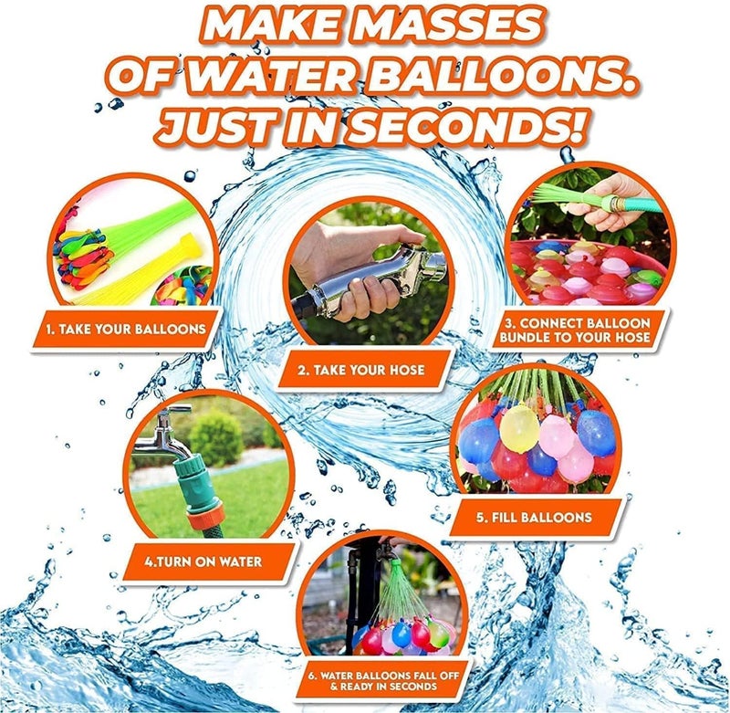ECVV Water Balloons (111) Pcs Quick Fill Self Sealing Bunch Of Balloons In 3 Refill Kits For Summer Beach Pool Games Water Balloon Bombs Birthday Party Splash Fight, One Size - Image 3