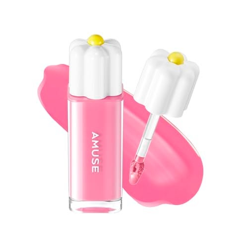 Amuse SEOUL Daisy Flower Dew Tint 05 STRAWBERRY Glossy Moisturizing Lip Stain Watery Glow Lip Tint Long Lasting Color Dewy Finish Vegan Korean Beauty Makeup - Image 1