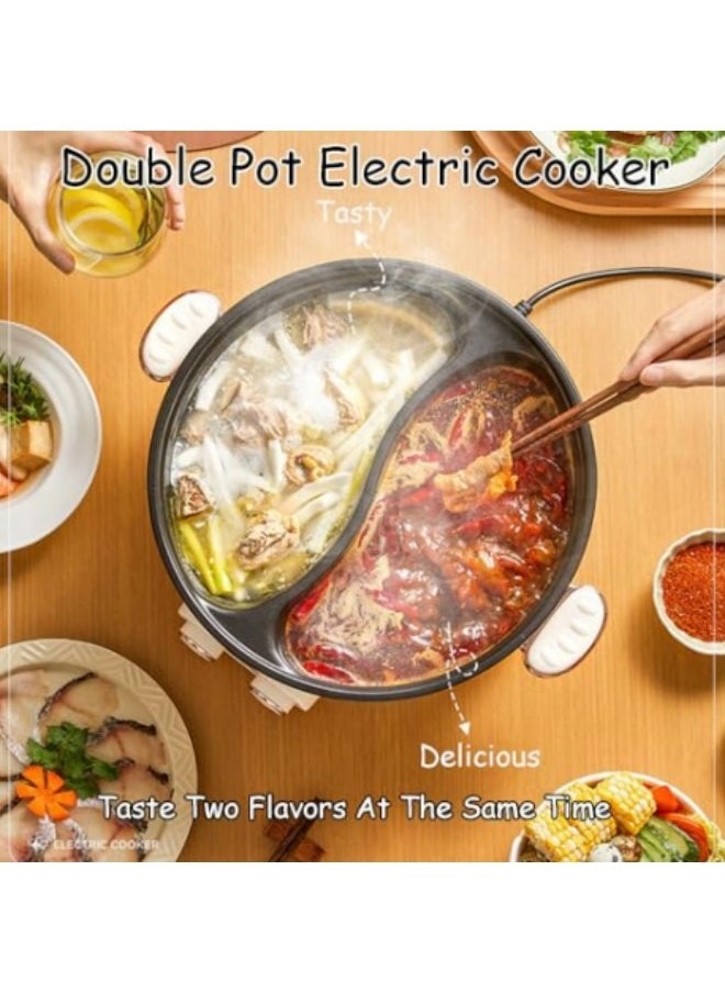 GGEROU - 6L Electric Double Hot Pot with Independent Temperature Control, Non-Stick Electric Cooker Shabu Shabu, Electric Skillet,Frying Pan,Electric Saucepan 2000W - Image 1