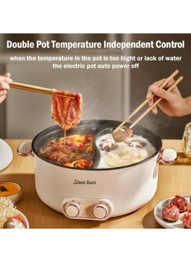 GGEROU - 6L Electric Double Hot Pot with Independent Temperature Control, Non-Stick Electric Cooker Shabu Shabu, Electric Skillet,Frying Pan,Electric Saucepan 2000W - Image 1