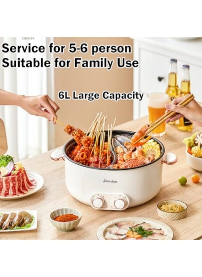 GGEROU - 6L Electric Double Hot Pot with Independent Temperature Control, Non-Stick Electric Cooker Shabu Shabu, Electric Skillet,Frying Pan,Electric Saucepan 2000W - Image 1