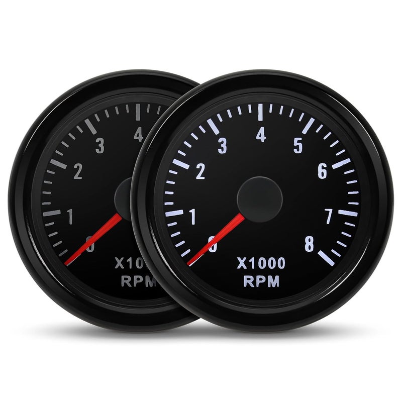 MAIMEIMI RPM Tachometer 2-1/16" 52mm Automotive Tachometer for Car 8000 RPM Tach Gauge Interior 2" Tachometer Gauge for 2-8 Cylinder Gas Powered Engines - Image 1