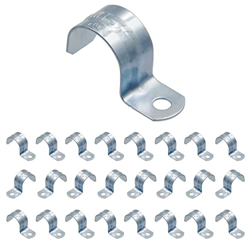 ISPINNER 25pcs 3/4 Inch Zinc Plated Steel EMT Pipe Straps with 1 Hole for EMT Conduit or Pipe Fixing - Image 1