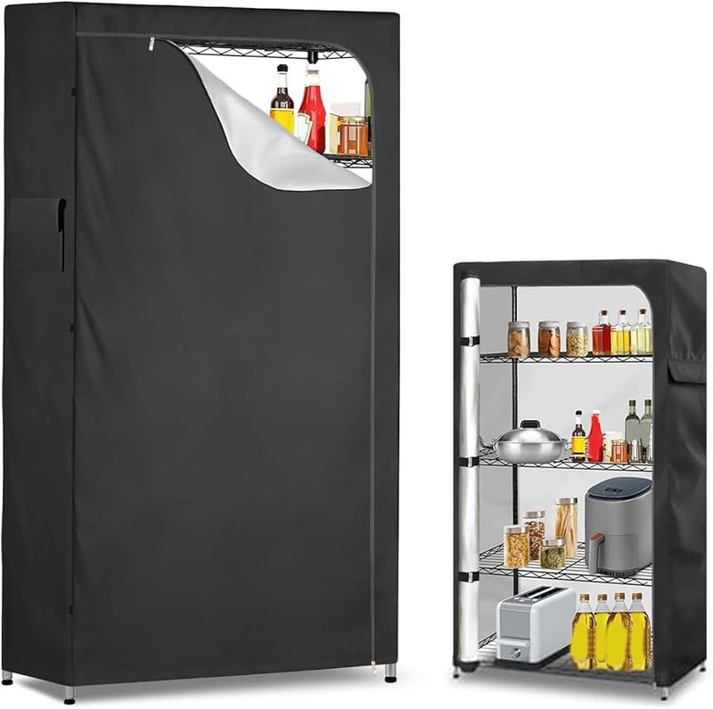Heavy Duty Dust Proof Water Resistant Shelf Cover For Wire Storage Racks 36x18x72 Inch Black - Image 4