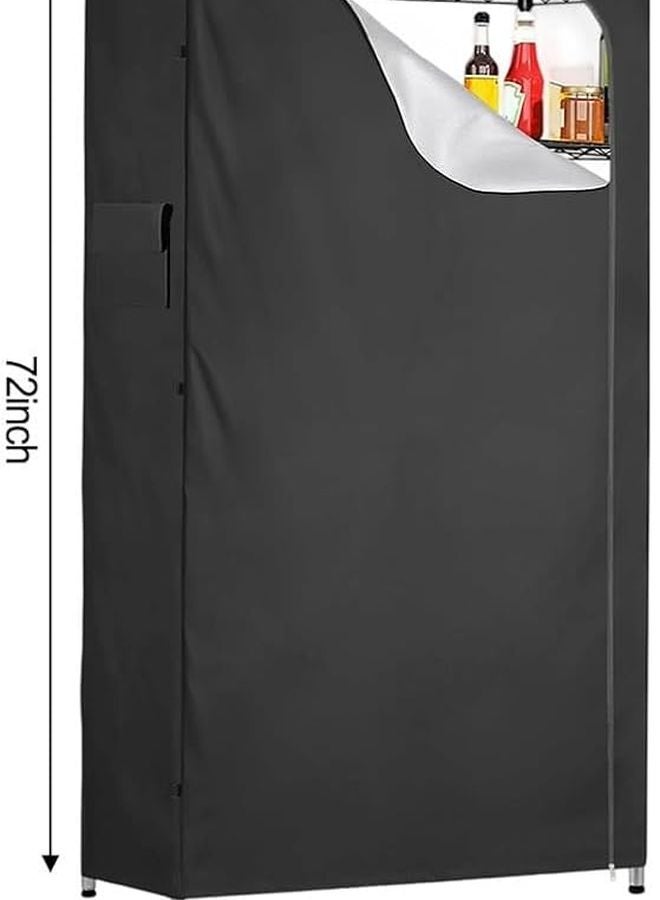 Heavy Duty Dust Proof Water Resistant Shelf Cover For Wire Storage Racks 36x18x72 Inch Black - Image 3