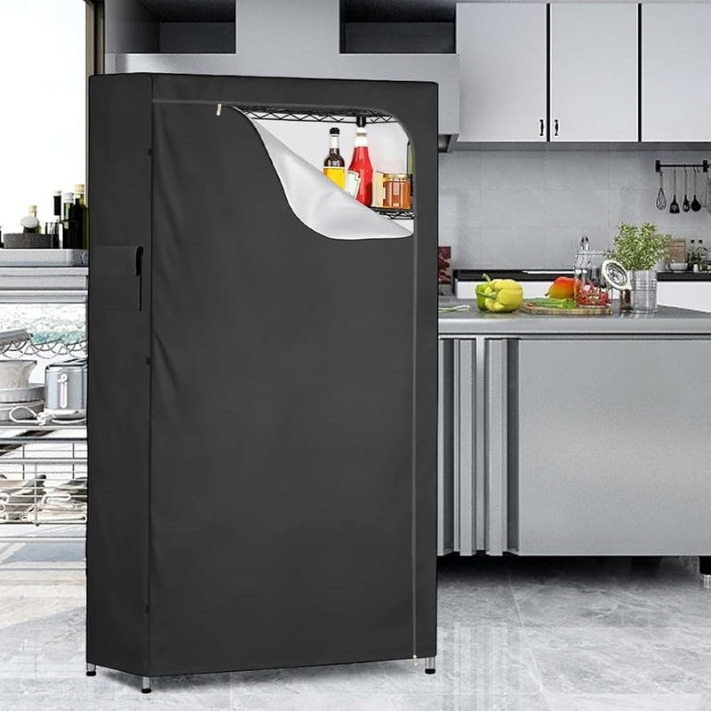 Heavy Duty Dust Proof Water Resistant Shelf Cover For Wire Storage Racks 36x18x72 Inch Black - Image 5