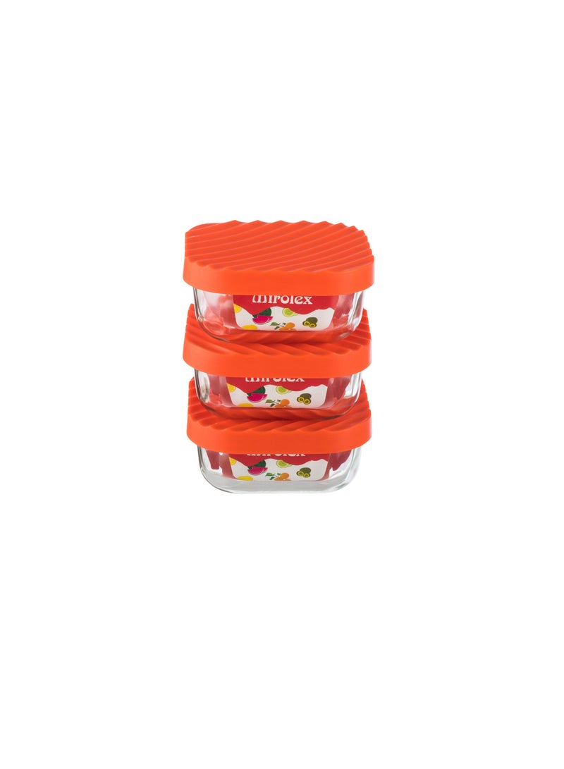 Mirolex 3-Piece Glass Food Storage Container Set with Microwaveable Plastic Lid - Image 4