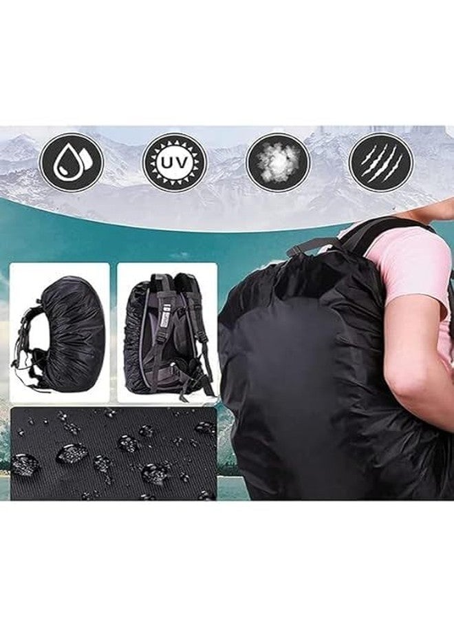 HARIVAN Nylon Backpack Rain & Dust Bag Cover Waterproof with Cary Pouch Adjustable for Hiking, Climbing, Camping Traveling 30L to 60L Laptop Bags, School Bag Cover, Luggage Bag Cover, Black-1 - Image 3