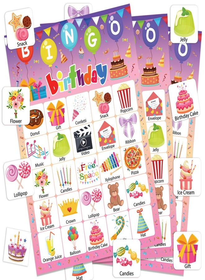 Leezead Birthday Bingo Game, 24 Players Birthday Party Bingo Games Birthday Bingo Cards Happy Birthday Bingo Game Cards for Adults Home School Classroom Activities Family Birthday Party Supplies - Image 1