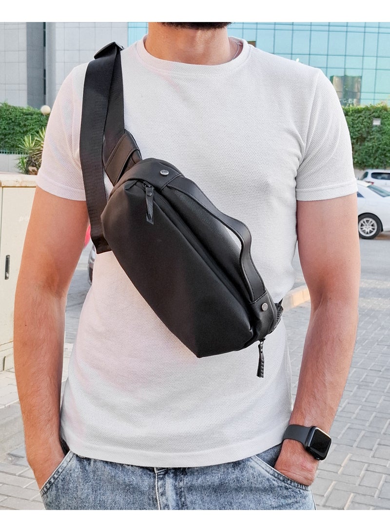 حقيبة ظهر كروس بودي سلينغ صدرية أصلية عالية الجودة T5-01 سوداء - Image 3