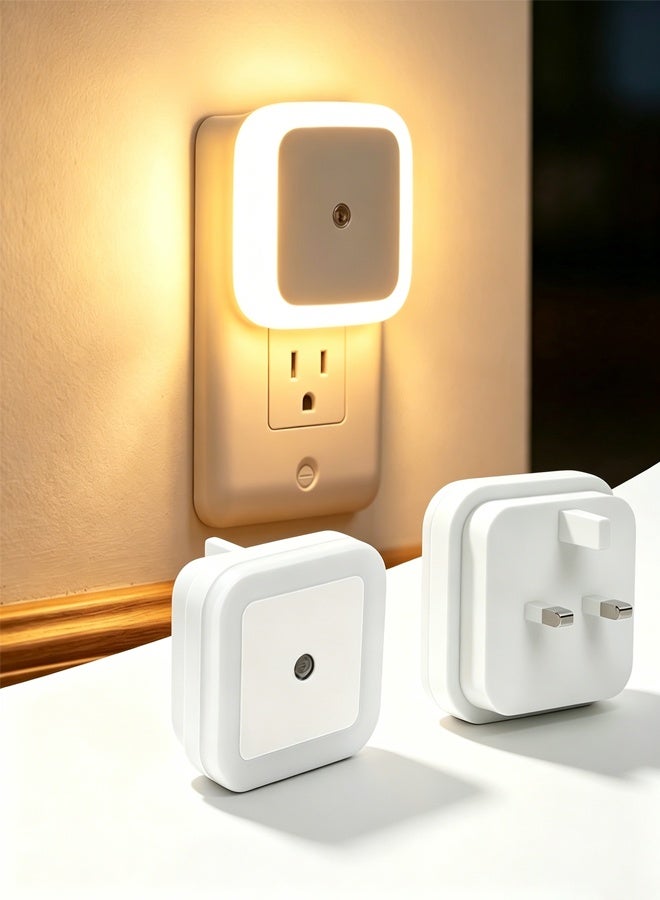 ناكسي فلاي Warm LED Night Light 2 PCS with Smart Dusk to Dawn Sensor Plug-in Nightlights for Bedroom Bathroom Hallway Kitchen Stairs Daily Use for Kids and Adults - Image 1