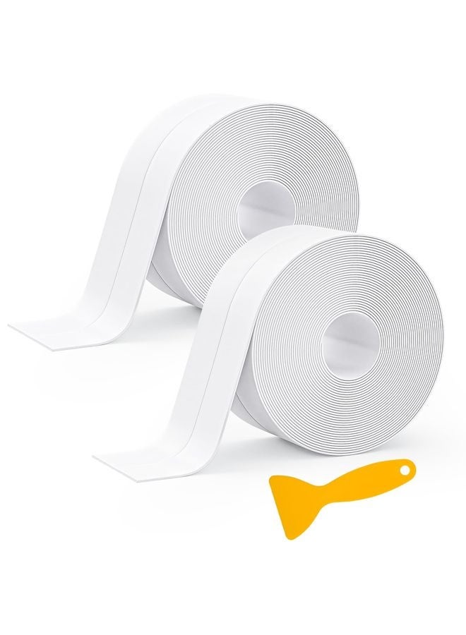 HOMESTAR Caulk Strip, 2 Pack 1.5' x 10.5Ft Caulk Strip for Bathtub Self Adhesive Caulk Tape Caulking Sealing Tape for Kitchen Countertop,Sink,Bathroom,Toilet,and Bathtub Floor Wall Edge Protector - Image 1