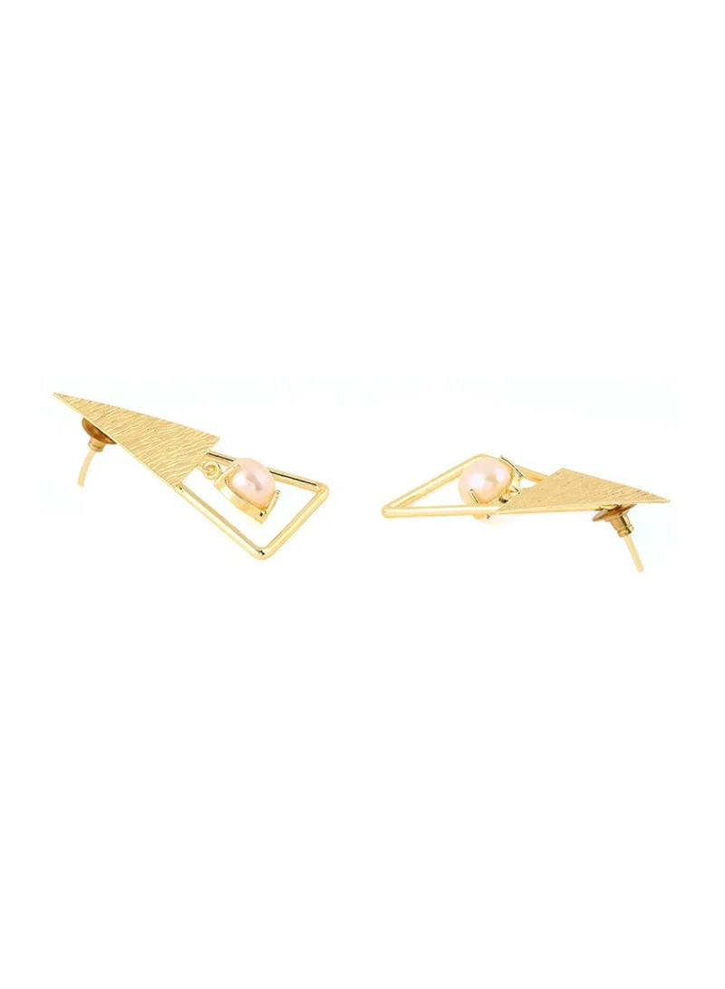 Priyaasi Plated Triangle Shape Pearl Drop Earrings
