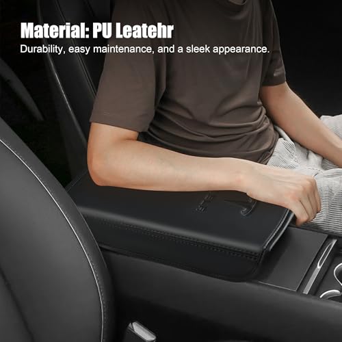 POKUNG Center Console Armrest Cover Designed for Tesla Model 3 Highland 2024-2027/Model Y Juniper 2025-2027 Refresh,Center Console Accessories for Model 3/Y Interior Accessories 2026 Black - Image 5