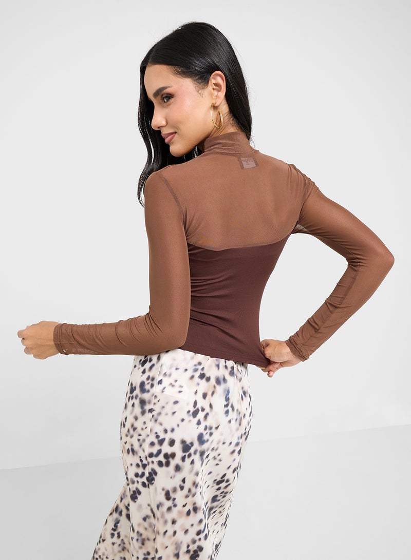 Ginger Mesh Sheer Mock Neck Top  - Image 2