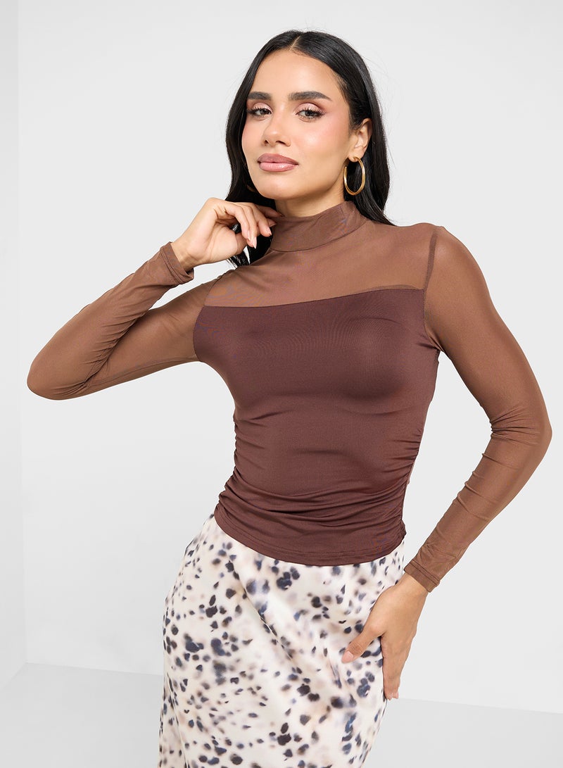 Ginger Mesh Sheer Mock Neck Top  - Image 1