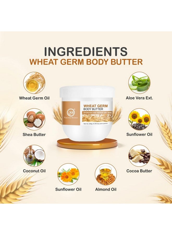 Nuerma Science Wheatgerm Body Butter Enriched With Vitamin E Oil, Shea Butter, Coconut Oil, Aloe Vera - 200 Gm Deep Moisturizing For Dry Skin & All Day Moisture Lock - Image 3