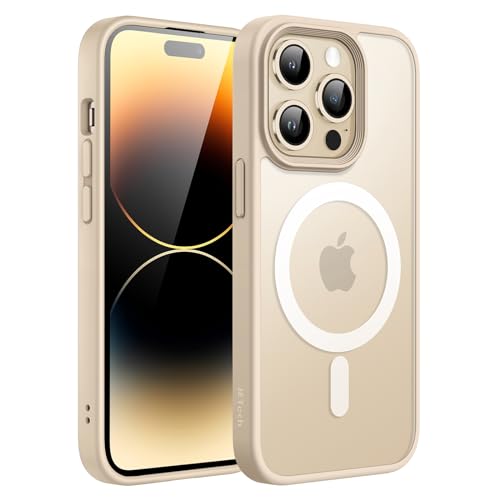 JETech Magnetic Case for iPhone 14 Pro 61Inch Compatible with MagSafe Translucent Matte Back Slim Shockproof Phone Cover Beige - Image 1