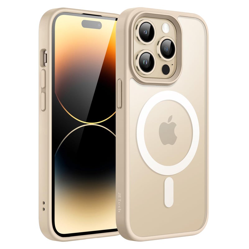 JETech Magnetic Case for iPhone 14 Pro 61Inch Compatible with MagSafe Translucent Matte Back Slim Shockproof Phone Cover Beige - Image 2