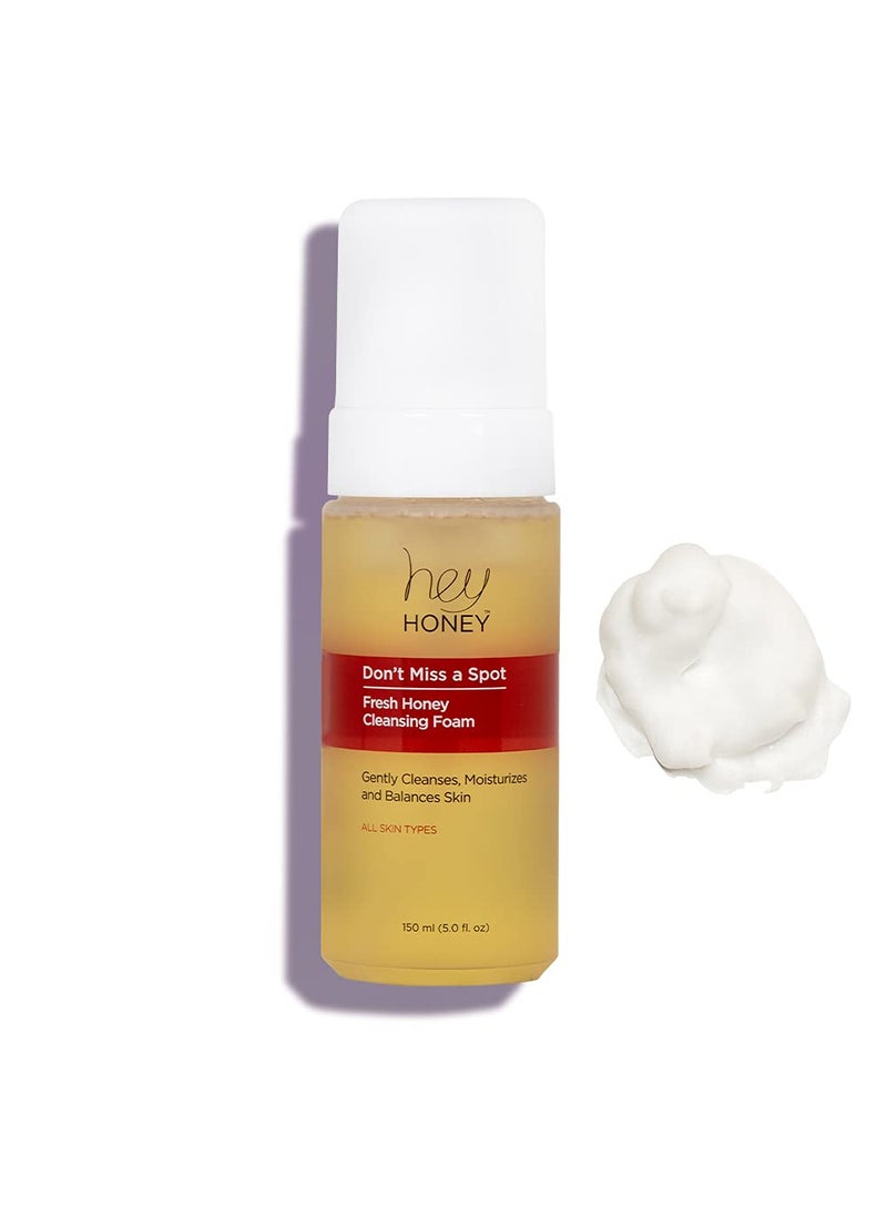 Hey Honey Hey Honey Don't Miss A Spot Fresh Honey Facial Cleansing Foam | Gently Remove Skin Oil and Other Pollutants From your Sensitive Skin | Clean and Cruelty-Free | 5 oz 