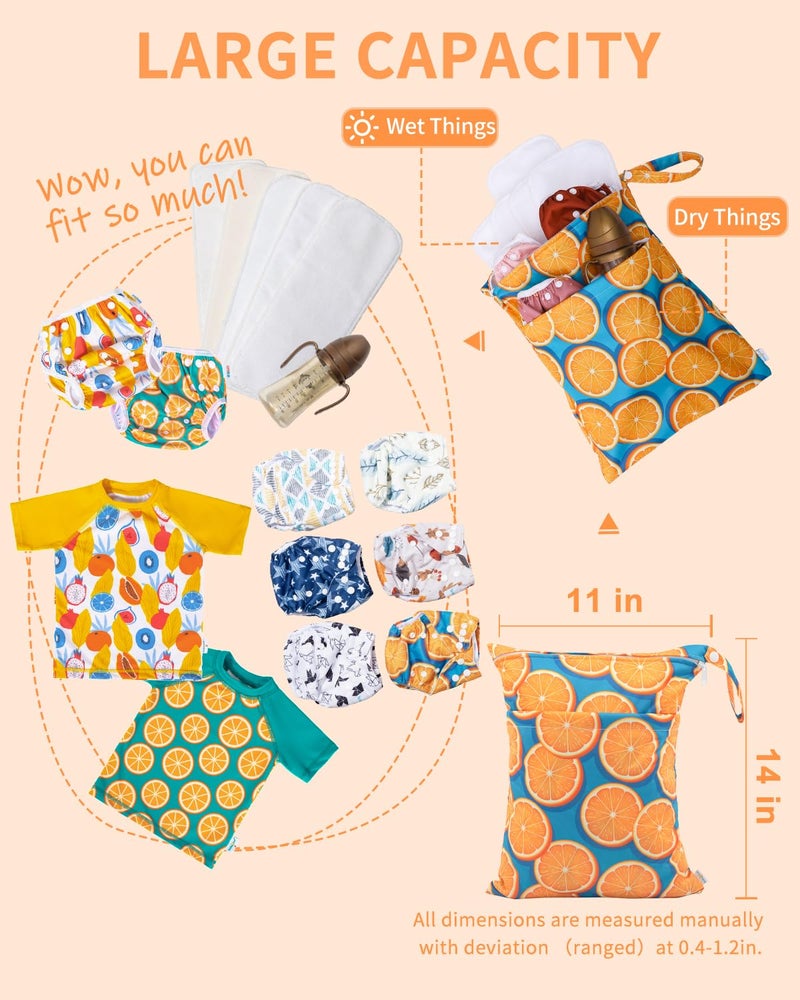 babygoal Wet Dry Bags for Baby Cloth Diapers, Washable Travel Bags, Beach, Pool, Gym Bag for Swimsuits & Wet Clothes with Two Zippered Pockets 3 Pack, 3LN22 - Image 5