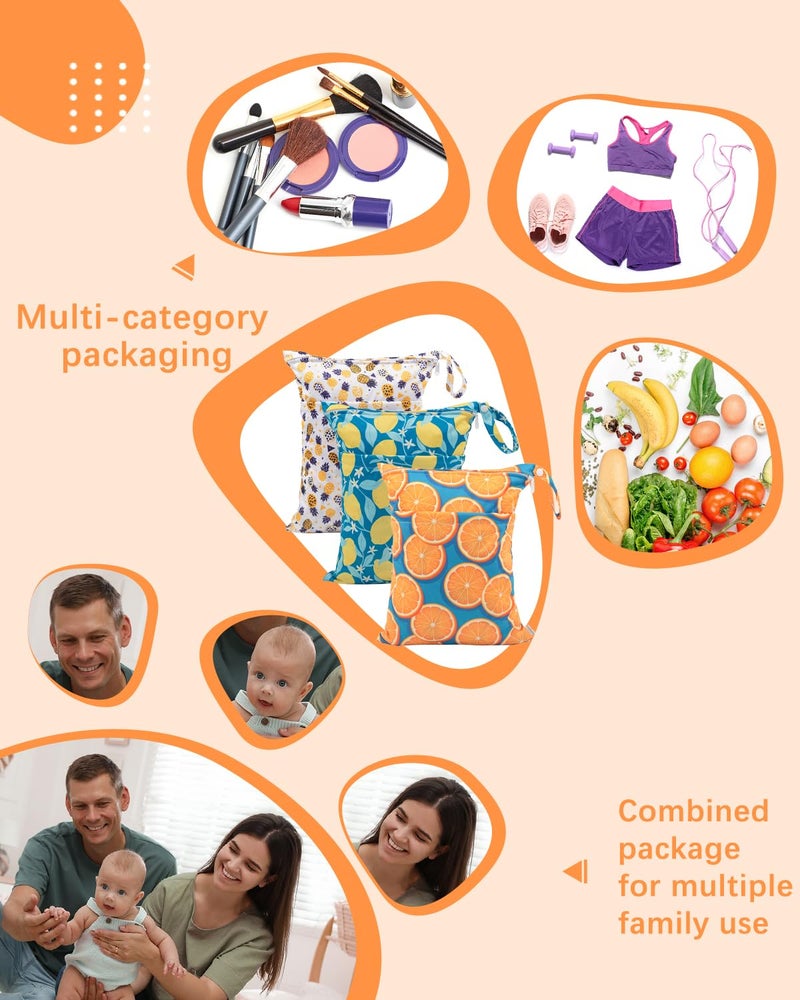 babygoal Wet Dry Bags for Baby Cloth Diapers, Washable Travel Bags, Beach, Pool, Gym Bag for Swimsuits & Wet Clothes with Two Zippered Pockets 3 Pack, 3LN22 - Image 4