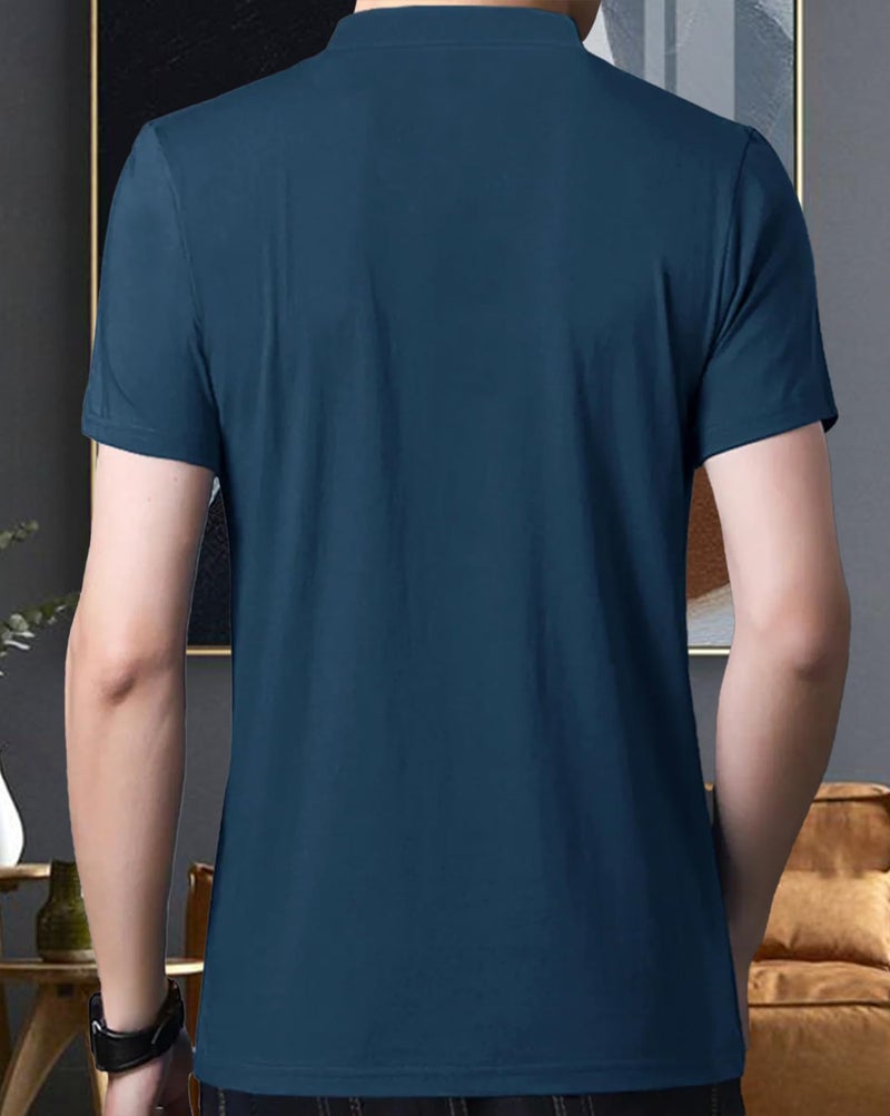 AUSK Mens Cotton Regular Fit Half Sleeves Polo T-Shirt for Color-Teal&Grey,Size-X-Large - Image 4