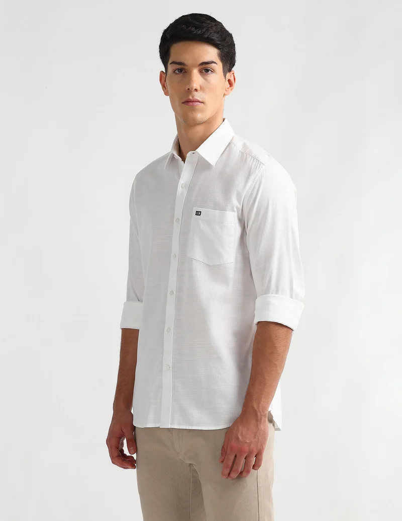 Arrow White Dobby Slim Fit Shirt for Men | Best Price UAE
