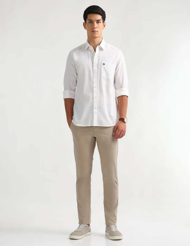 Arrow White Dobby Slim Fit Shirt for Men | Best Price UAE