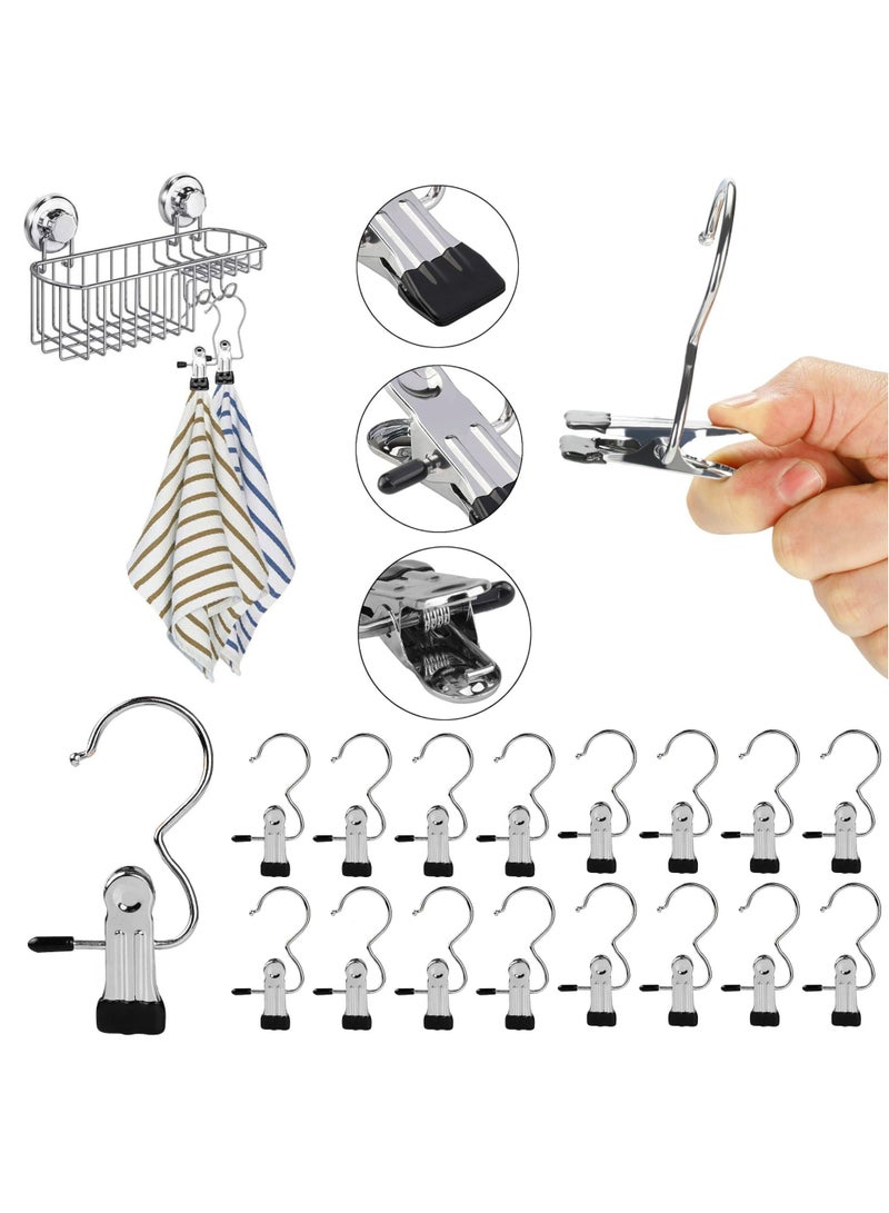 ORTUK 12pcs Boot Hanger Clips, Laundry Clips for Drying Clothes, Stainless Steel Clothes Pegs 360° Rotation, Long Tail Clip with Hooks, Hanging Clothes Pins for Shoe, Pants, Socks, Closet Organizer Clamps - Image 1