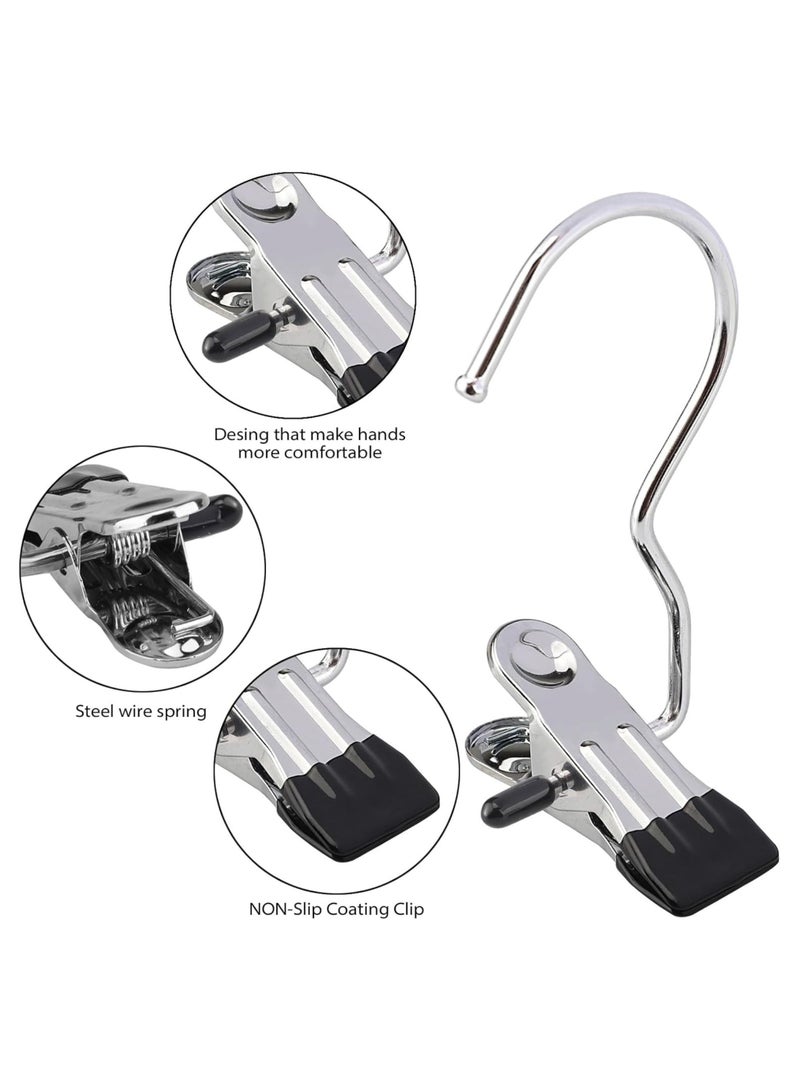 ORTUK 12pcs Boot Hanger Clips, Laundry Clips for Drying Clothes, Stainless Steel Clothes Pegs 360° Rotation, Long Tail Clip with Hooks, Hanging Clothes Pins for Shoe, Pants, Socks, Closet Organizer Clamps - Image 5