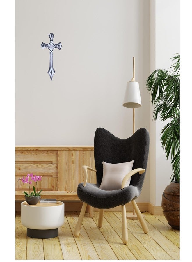 Castleore Easy Wall Hanging Home Decor Religious Christian Crosses for Wall | Best for Home, Office and As Gift | Silver Antique | Size L 10.2 W 6.1 Inch | (White Antique) - Image 4