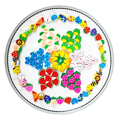 Jsehchya 400PCS Mini Fun Erasers for Kids Bulk,Cute Assorted Novelty Pencil Erasers Desk Pets for Kids Party Favors School Student Prizes Gift (400Fruit&Animal) - Image 3