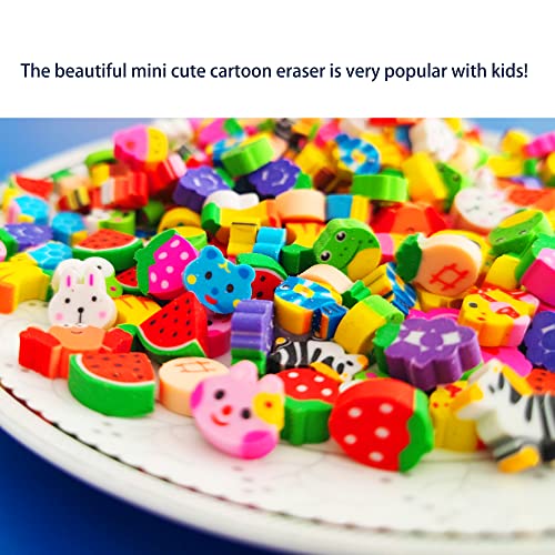 Jsehchya 400PCS Mini Fun Erasers for Kids Bulk,Cute Assorted Novelty Pencil Erasers Desk Pets for Kids Party Favors School Student Prizes Gift (400Fruit&Animal) - Image 4