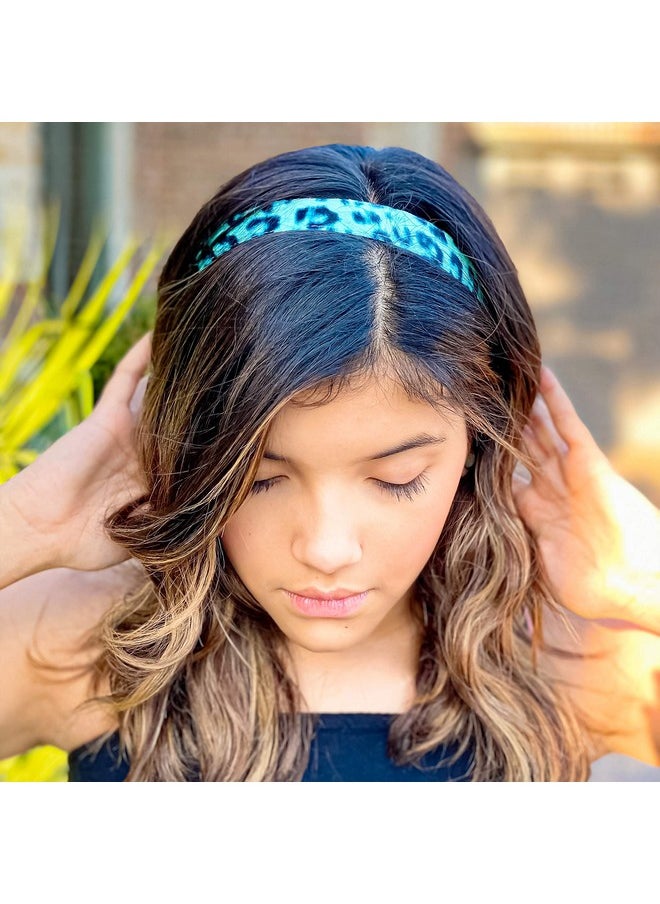 FROG SAC 4 Cheetah Headbands For Girls Reversible Nonslip Velvet Leopard Print Headband Pack Elastic Leopard Headbands For Women Cute Animal Print Hair Accessories For Teens  - Image 3
