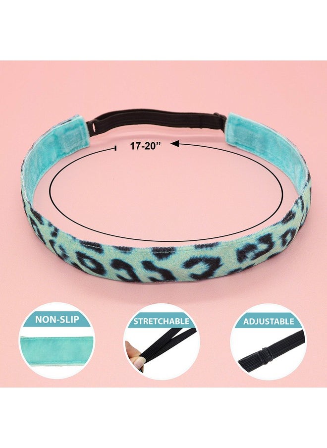 FROG SAC 4 Cheetah Headbands For Girls Reversible Nonslip Velvet Leopard Print Headband Pack Elastic Leopard Headbands For Women Cute Animal Print Hair Accessories For Teens  - Image 5