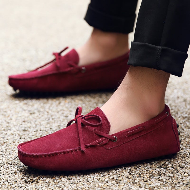 Men's Suede Beanie Shoes Lace-Up Driving Shoes Men's Shoes - Image 5