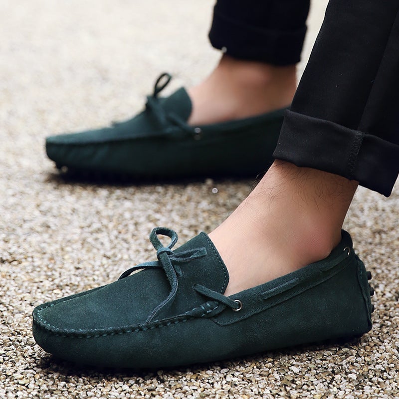 Men's Suede Beanie Shoes Lace-Up Driving Shoes Men's Shoes - Image 2