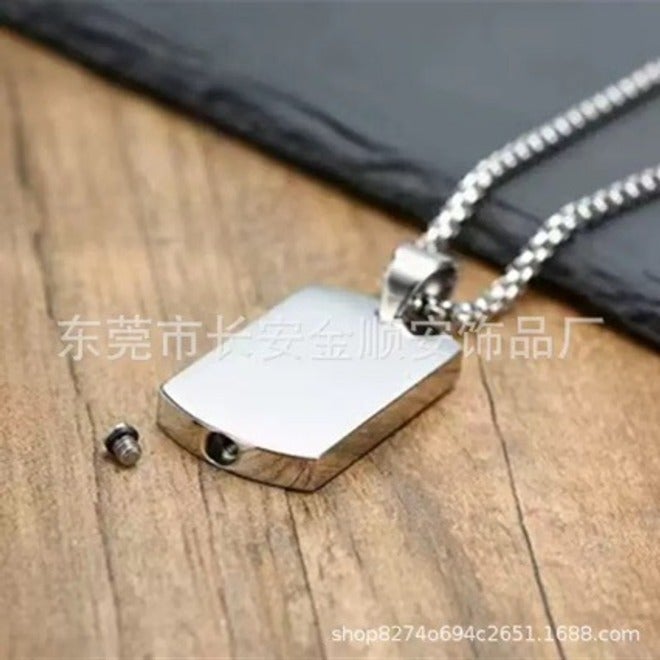 Jin Shun An New Personalized Minimalist Stainless Steel Military ID Necklace with Pet Ashes Pendant - Memorial Jewelry - Image 2
