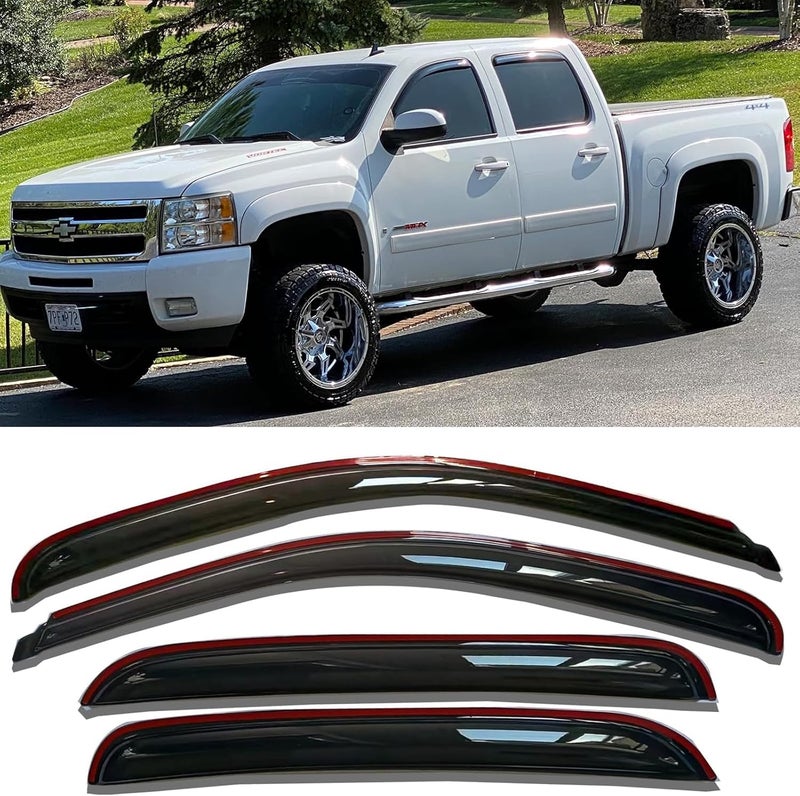 TONOYTIM in-Channel Window Visors Rain Guards Sun Rain Snow Vent Guard Shade for 2007-2013 Chevy/GMC Crew Cab Pickup SUV Wind Deflectors 194515 4-Pieces Set - Image 2
